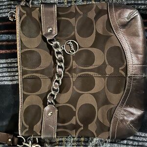 Coach Brown Signature Chain Shoulder Bag